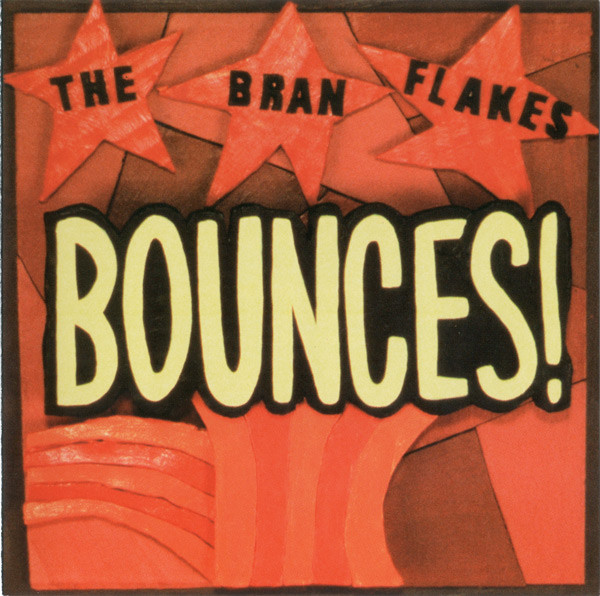 The album cover for Bounces. It only consists of the album name, the group name, and some abstract shapes in the background. The group name is divided into three stars, and the album name is in the center.